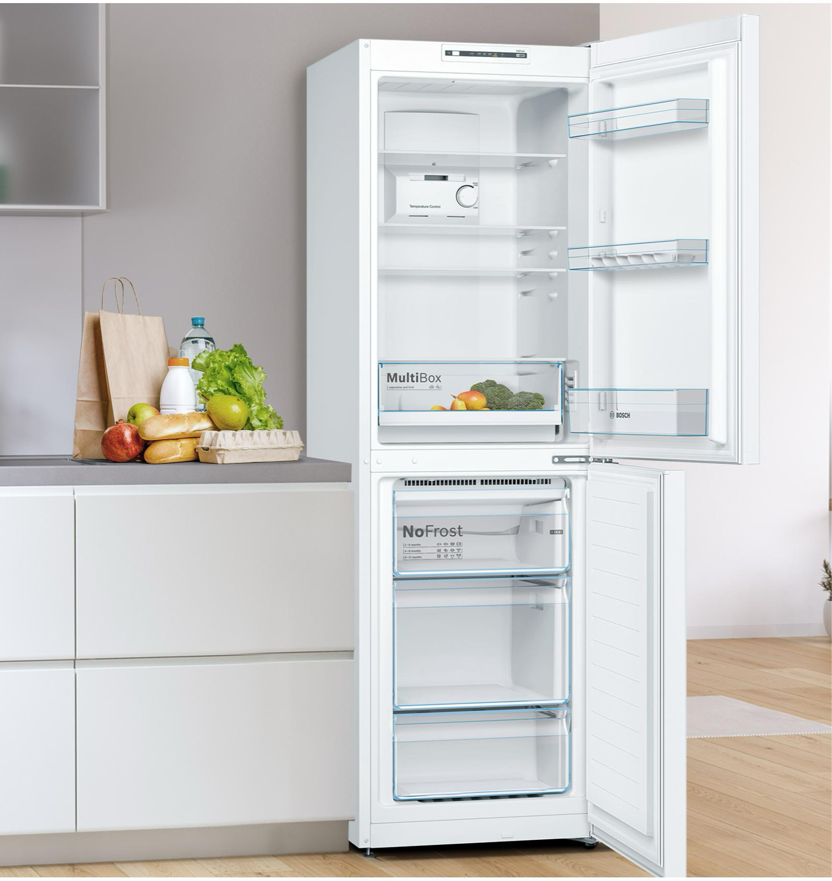 Bosch Serie 2 KGN34NWEAG Fridge Freezer 186CM White - Freestanding