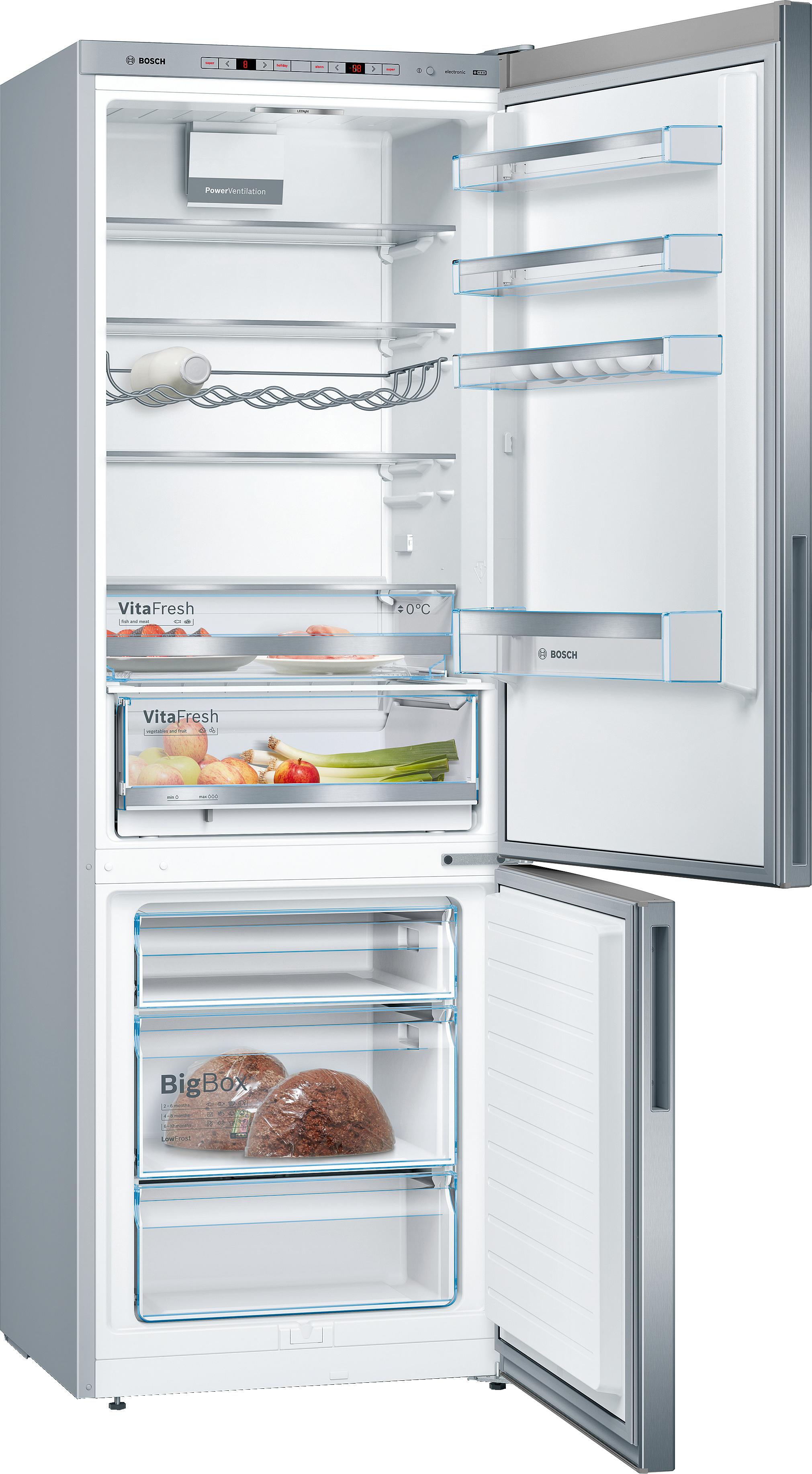 Like New Bosch Serie 6 KGE49AICAG Fridge Freezer 201x70 CM Silver - Freestanding (Side Panel Damage)