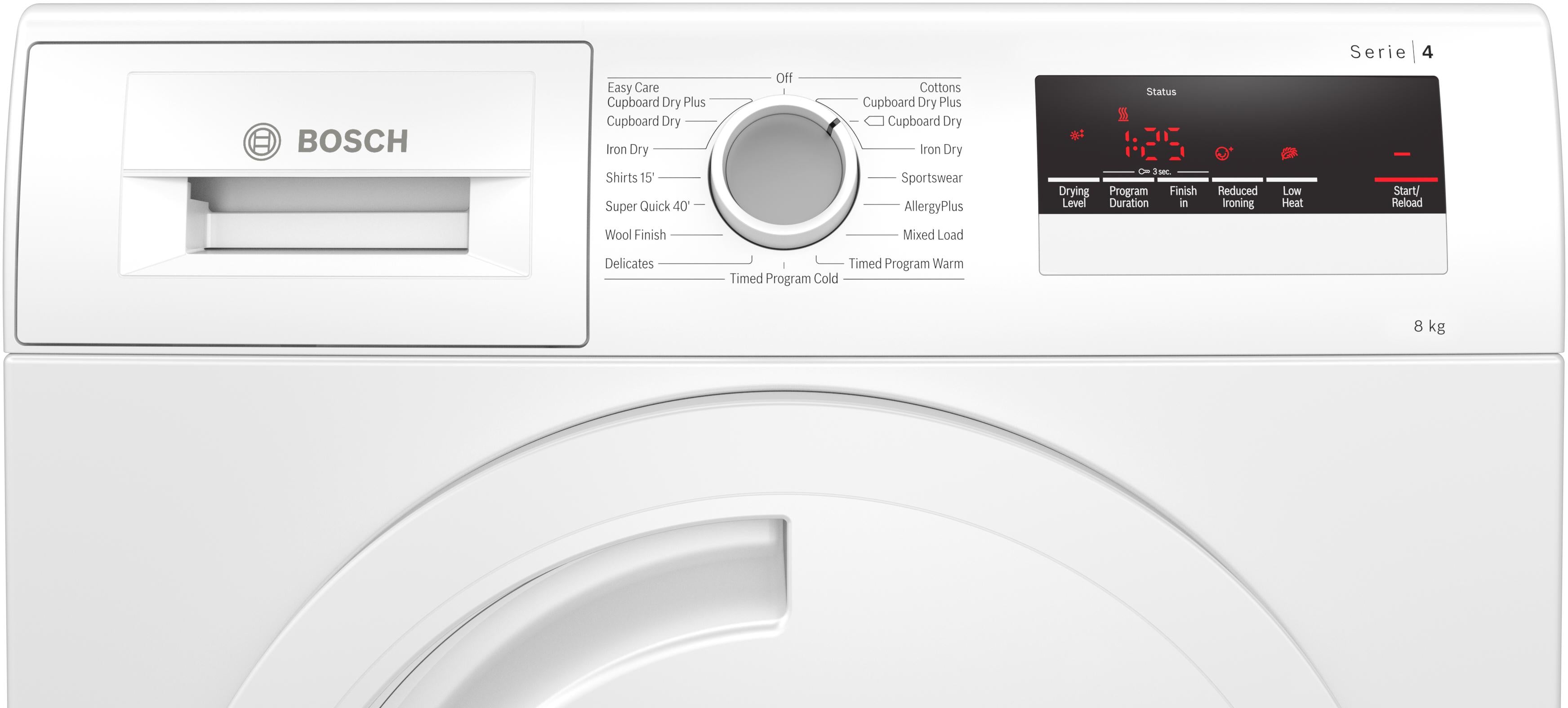 ,Refurbished Bosch Serie 4 WTN83201GB Condenser Tumble Dryer 8KG White - Freestanding