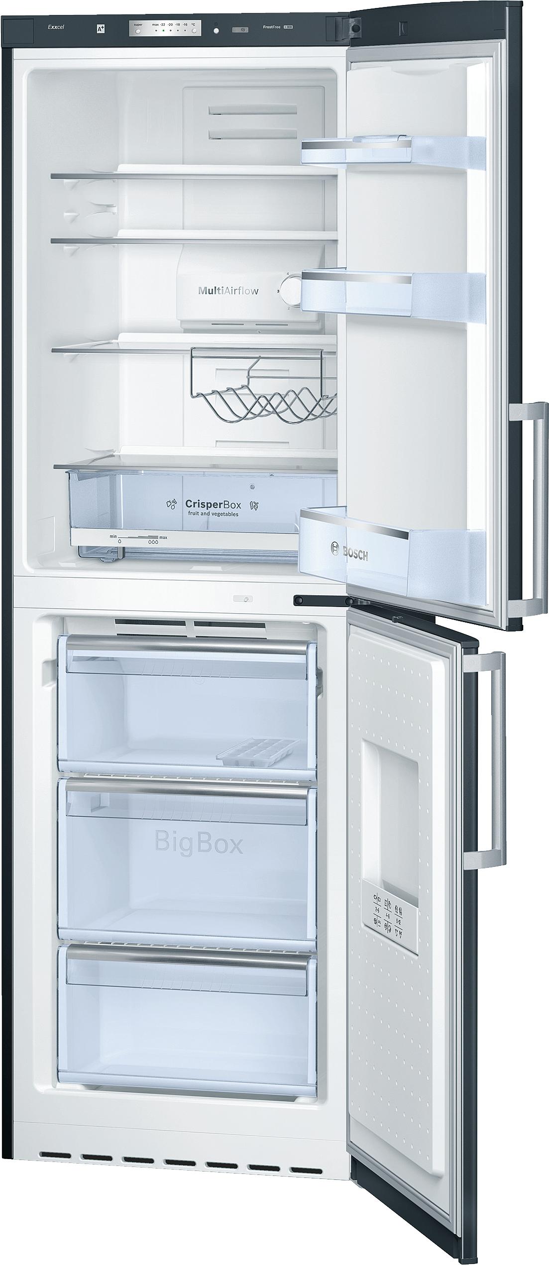 Refurbished Bosch KGN34VB20G Serie | 4 Free-Standing Fridge Freezer 185 cm Black