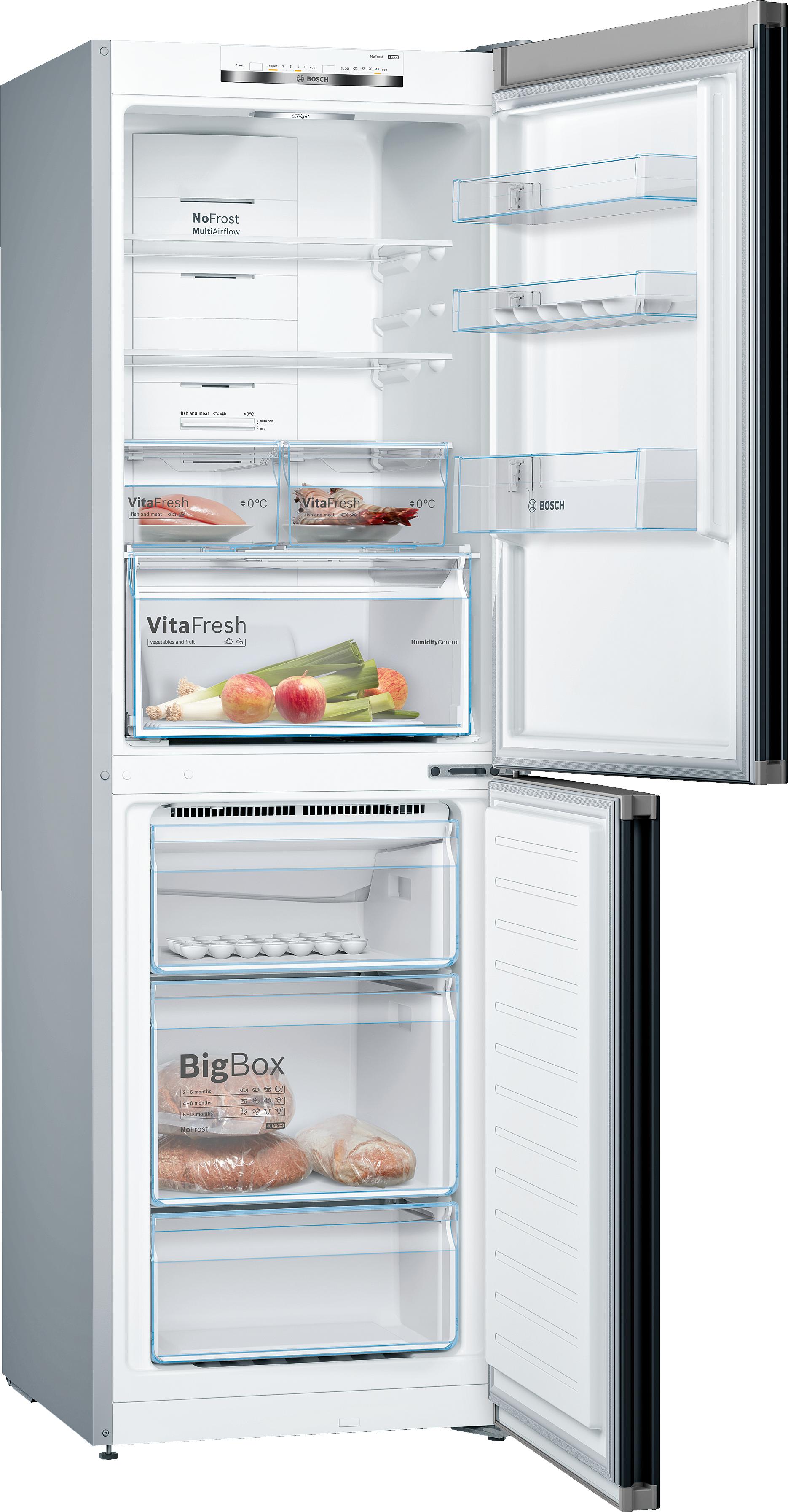 B GRADE Refurbished Bosch Serie 4 KGN34VB35G 186CM Tall Fridge Freezer 60CM Wide Black - Freestanding