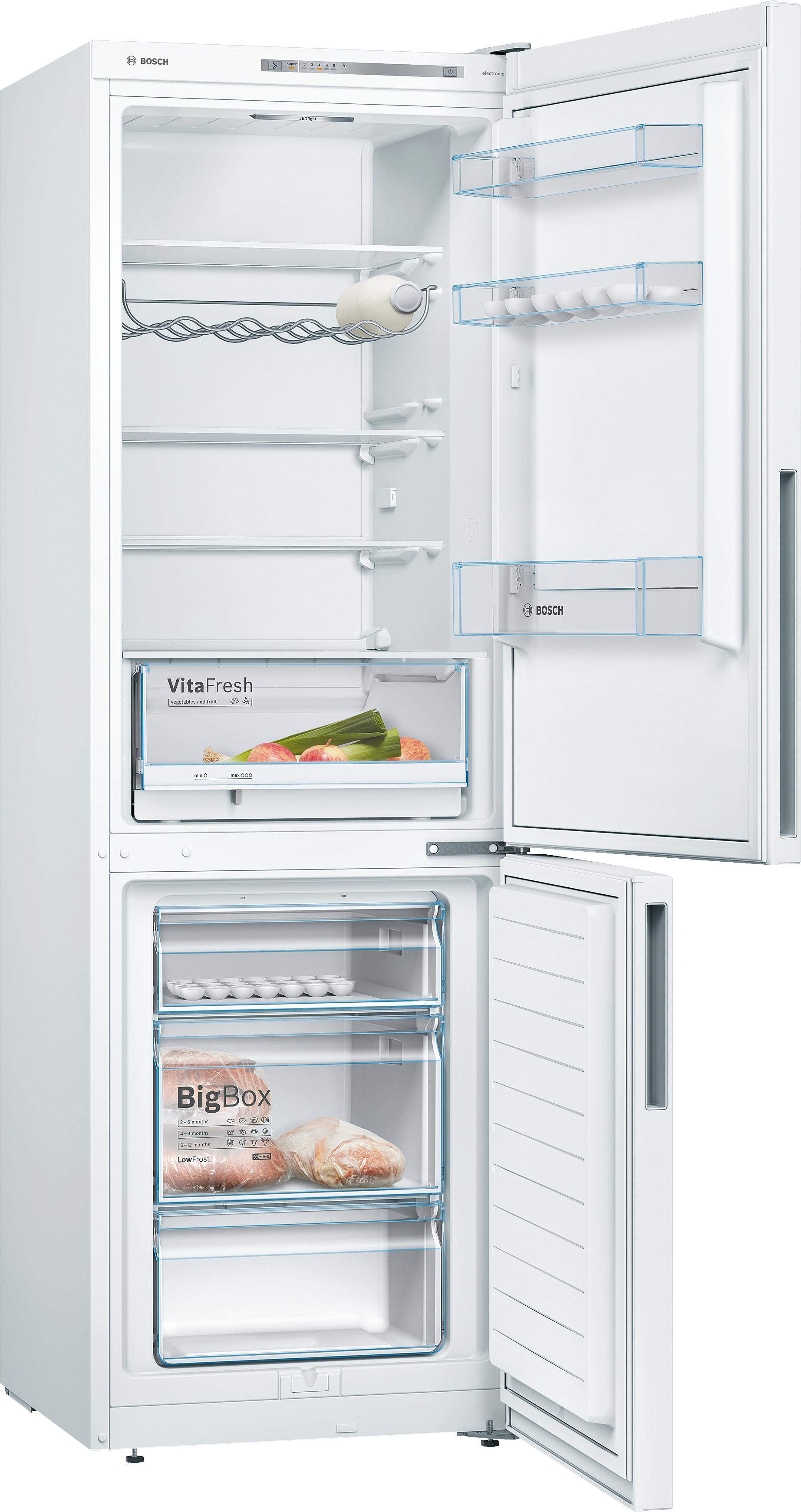 Refurbished Bosch Serie 4 KGV36VW32G 186CM Tall Fridge Freezer 60CM Wide White - Freestanding
