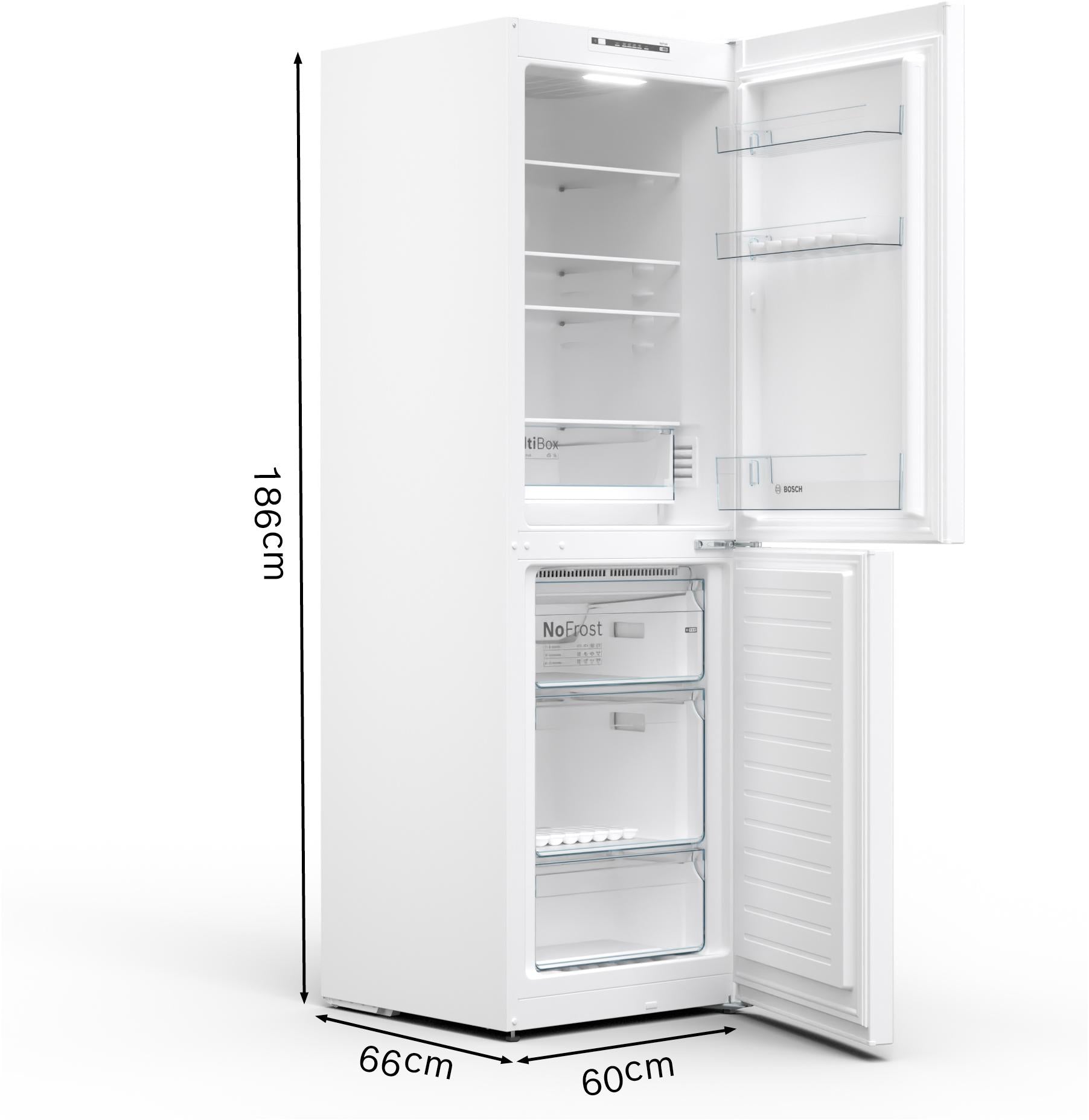 Bosch Serie 2 KGN34NWEAG Fridge Freezer 186CM White - Freestanding