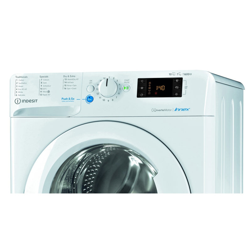 Like New Indesit BDE107625XWUKN Washer Dryer 10KG Wash 7KG Dry 1600 Spin White - Freestanding