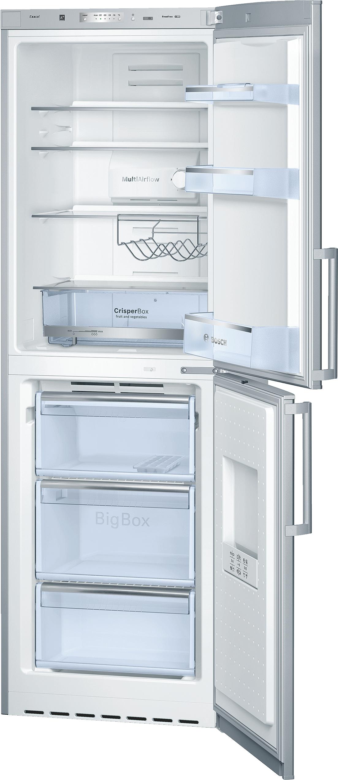 Refurbished Bosch KGN34VL20G Serie | 4 Free-Standing Inbox-look Fridge Freezer 185 cm Silver