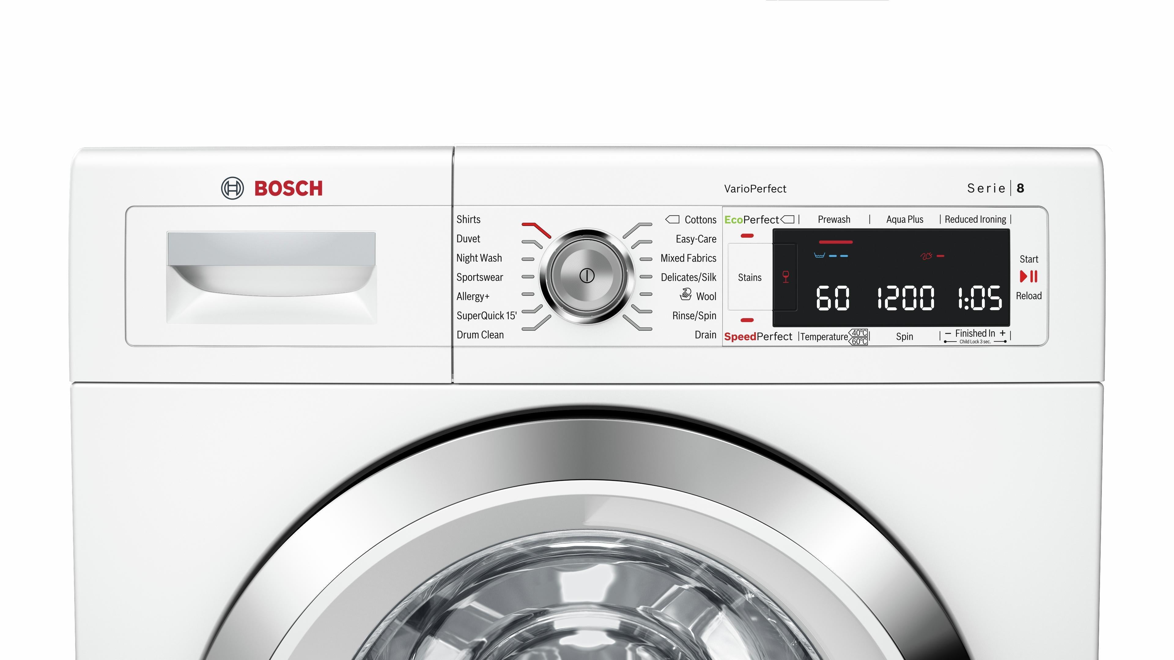 Refurbished Bosch Serie 8 WAW28560GB Washing Machine 9KG 1400 Spin White - Freestanding