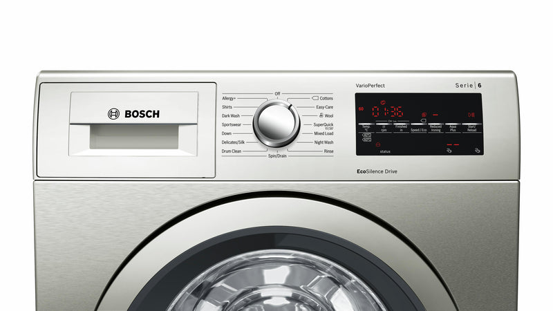 Refurbished Bosch Serie 6 WAT2840SGB Washing Machine 9KG 1400 Spin Silver - Freestanding