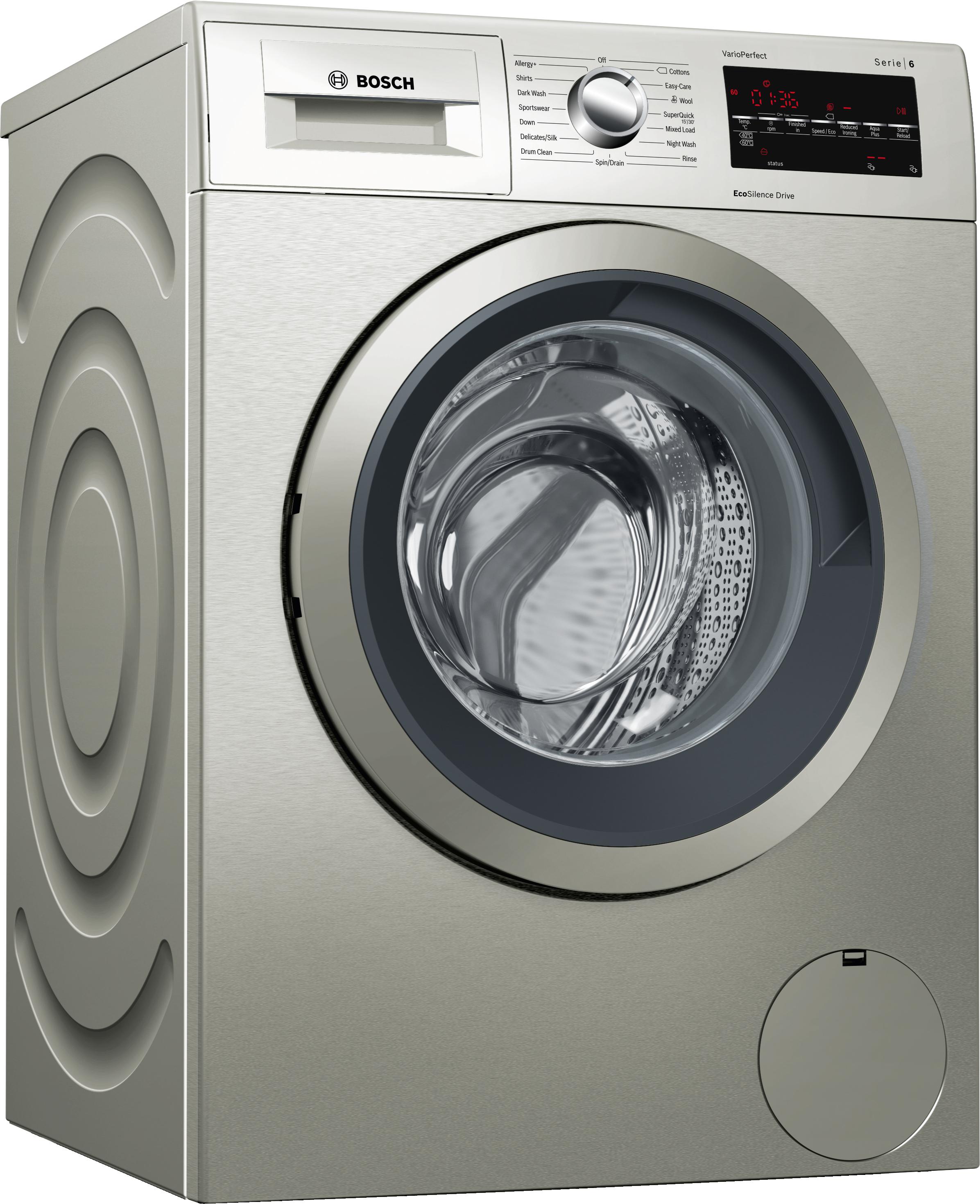 Refurbished Bosch Serie 6 WAT2840SGB Washing Machine 9KG 1400 Spin Silver - Freestanding