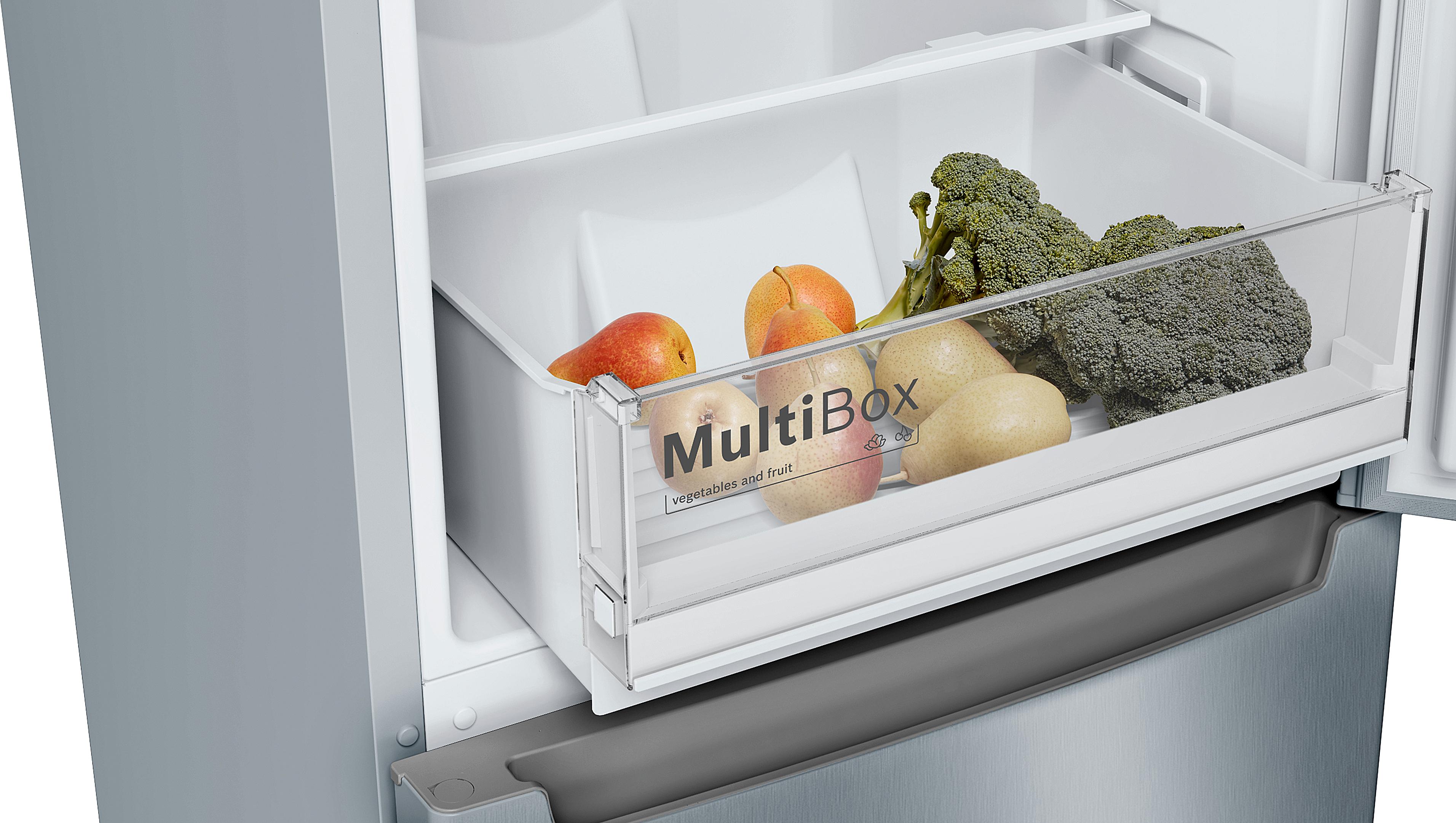Refurbished Bosch Serie 2 KGN34NL3AG Fridge Freezer 186CM Silver (Inox) - Freestanding