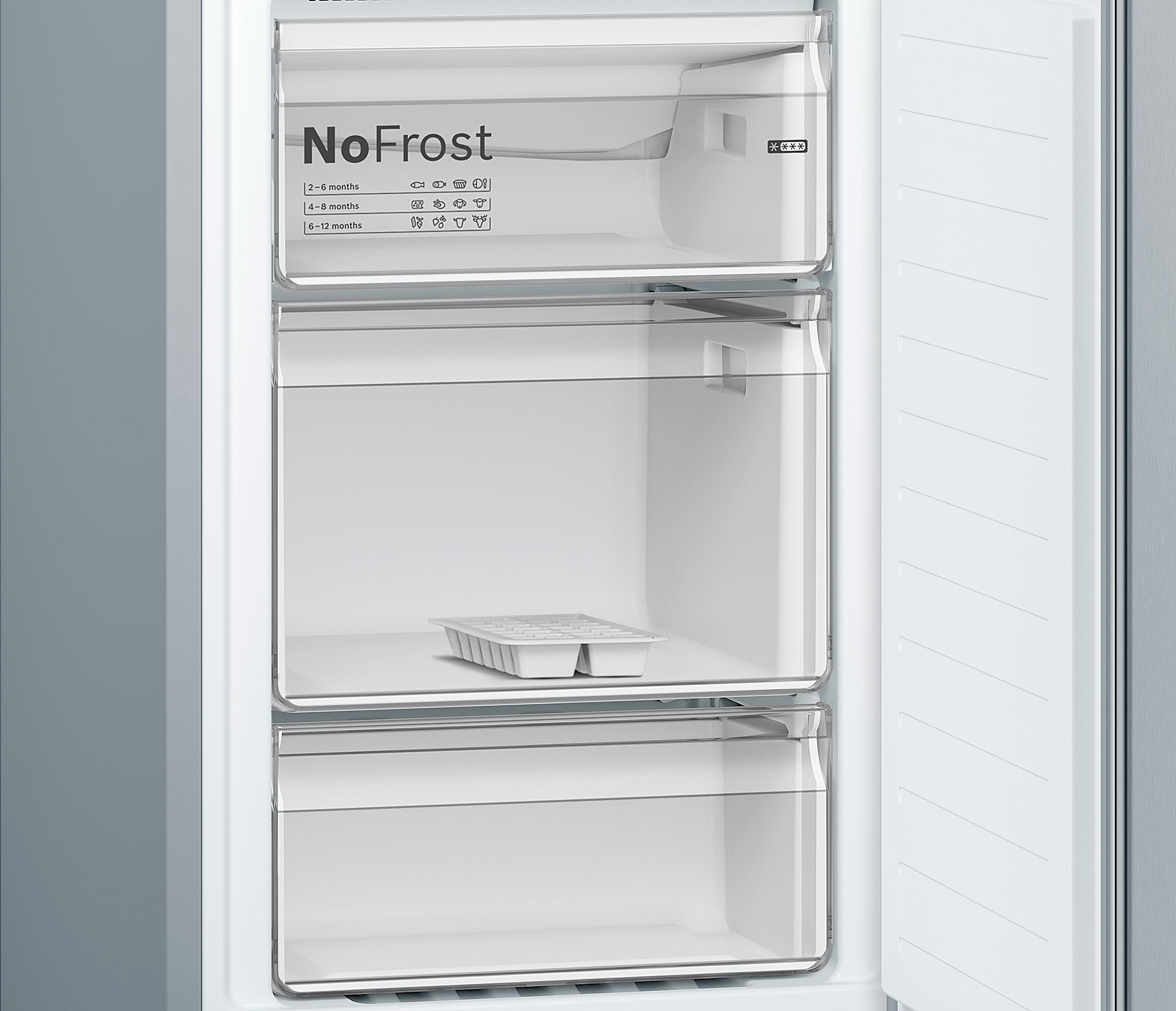 Refurbished Bosch Serie 2 KGN34NL3AG Fridge Freezer 186CM Silver (Inox) - Freestanding