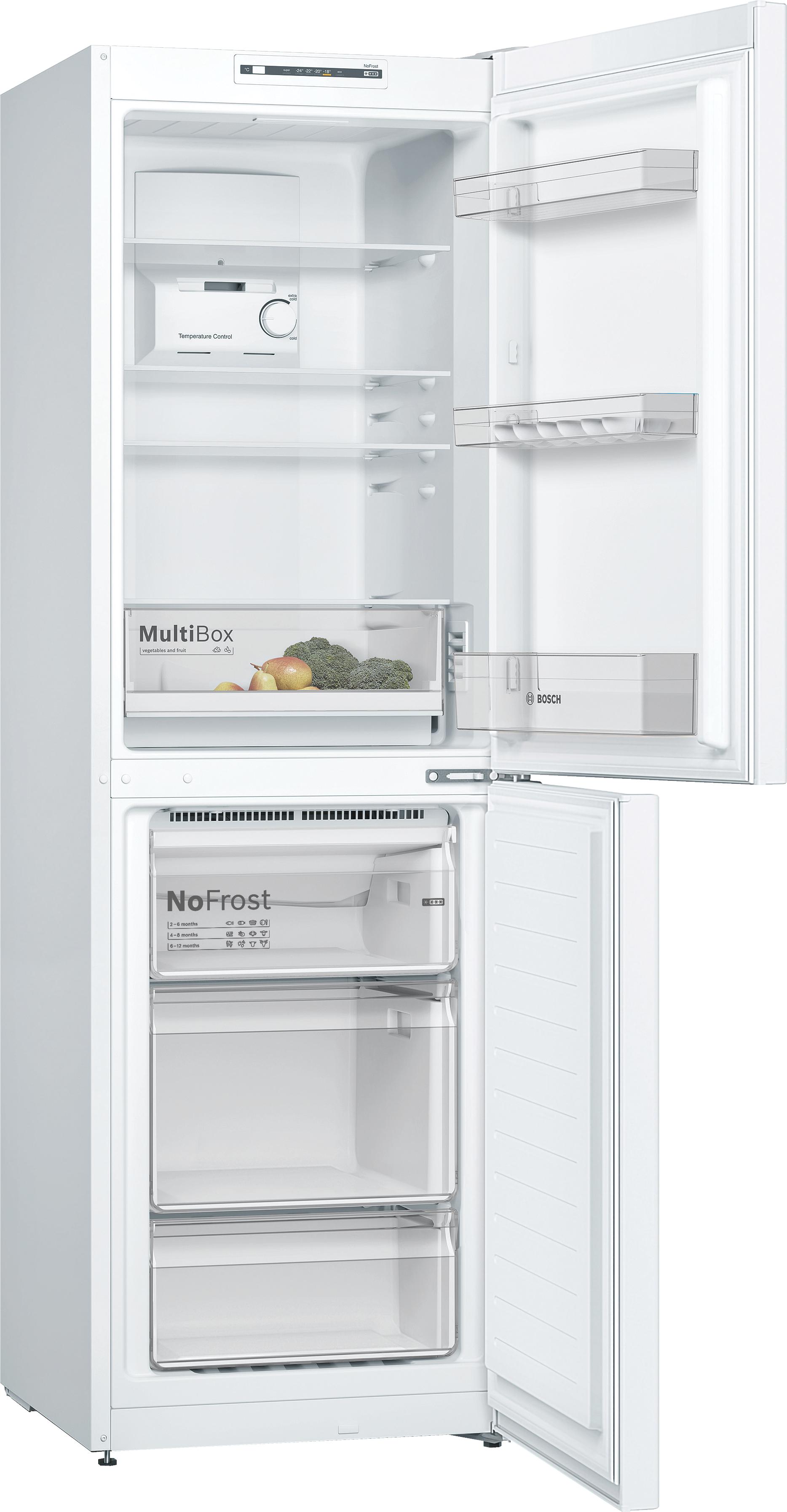 (Refurbished Bosch Serie 2 KGN34NW3AG Fridge Freezer 186CM White - Freestanding