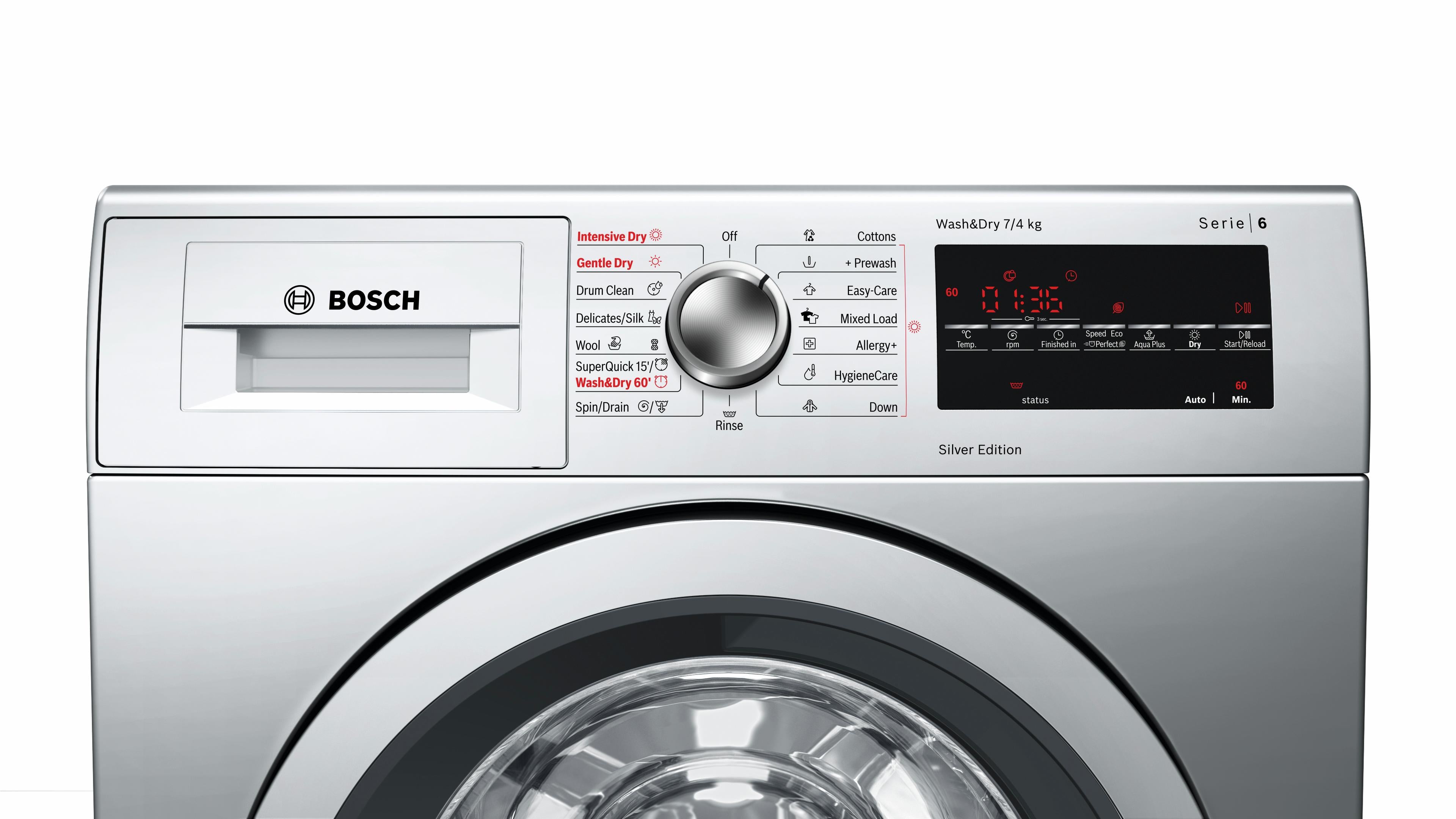 Refurbished Bosch WVG3047SGB Serie | 6 Washer Dryer, Front Loader 7/4kg 1500 rpm Silver