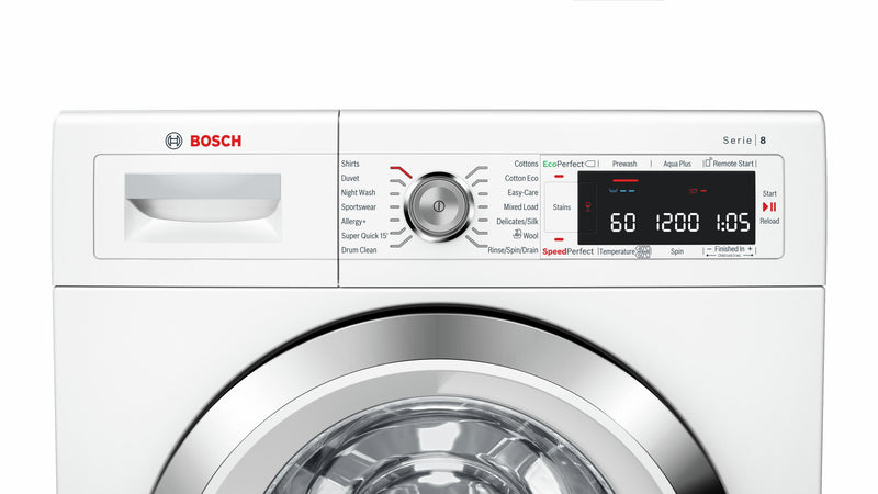 Refurbished Bosch Serie 8 WAW325H0GB Washing Machine 9KG 1600 Spin White - Freestanding